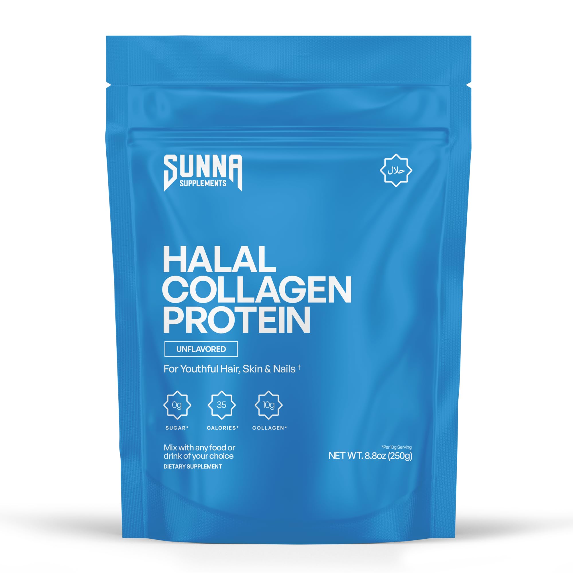 SUNNA SUPPLEMENTS bote frontal mostrando diseño y pureza