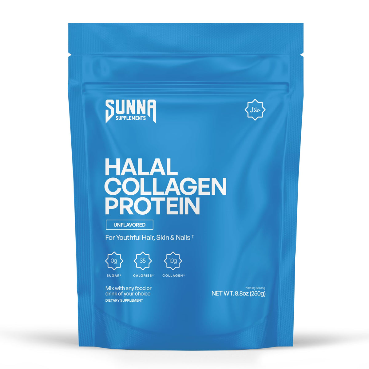 SUNNA SUPPLEMENTS bote frontal mostrando diseño y pureza