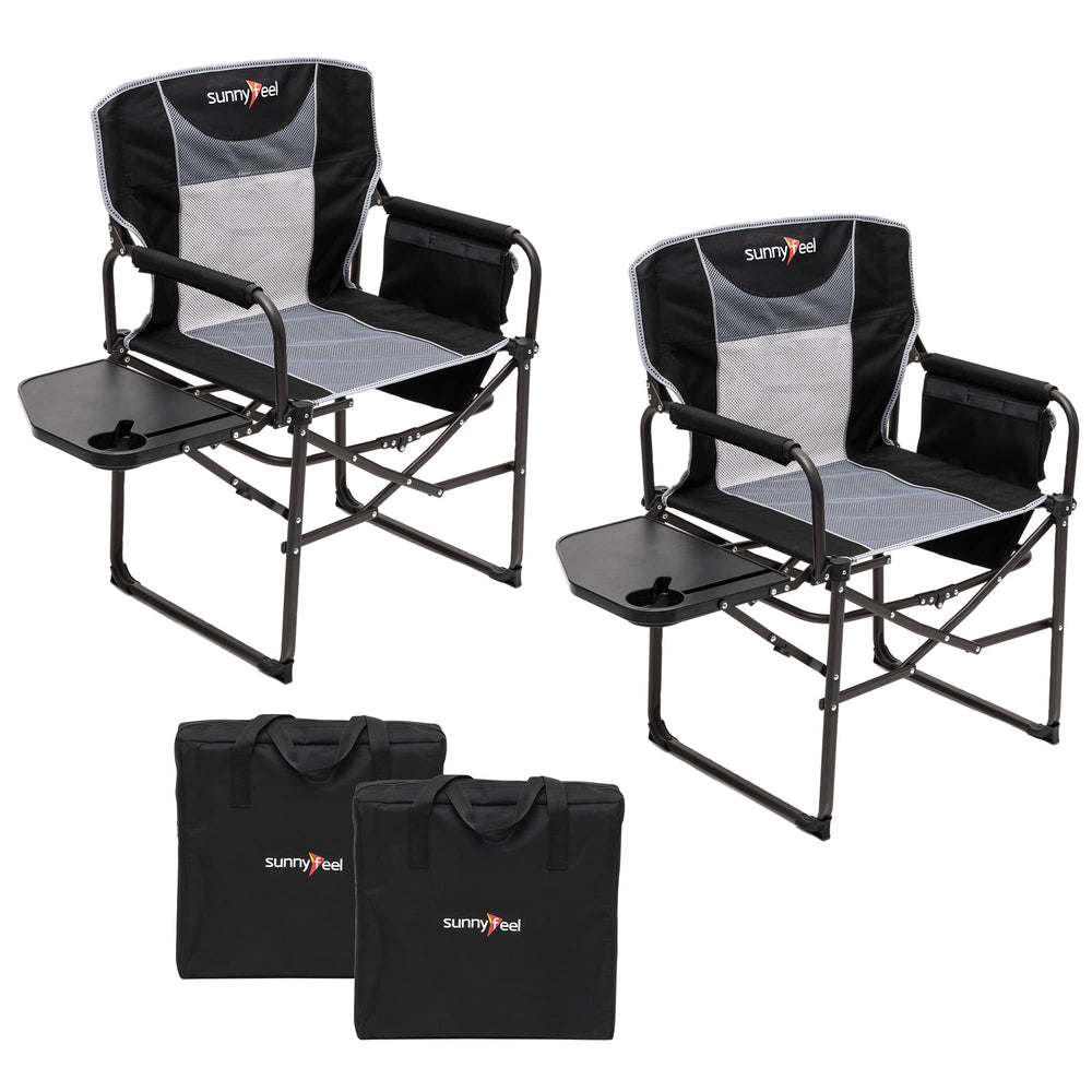 SUNNYFEEL vista frontal de la silla plegada con funda, fácil transporte y almacenamiento