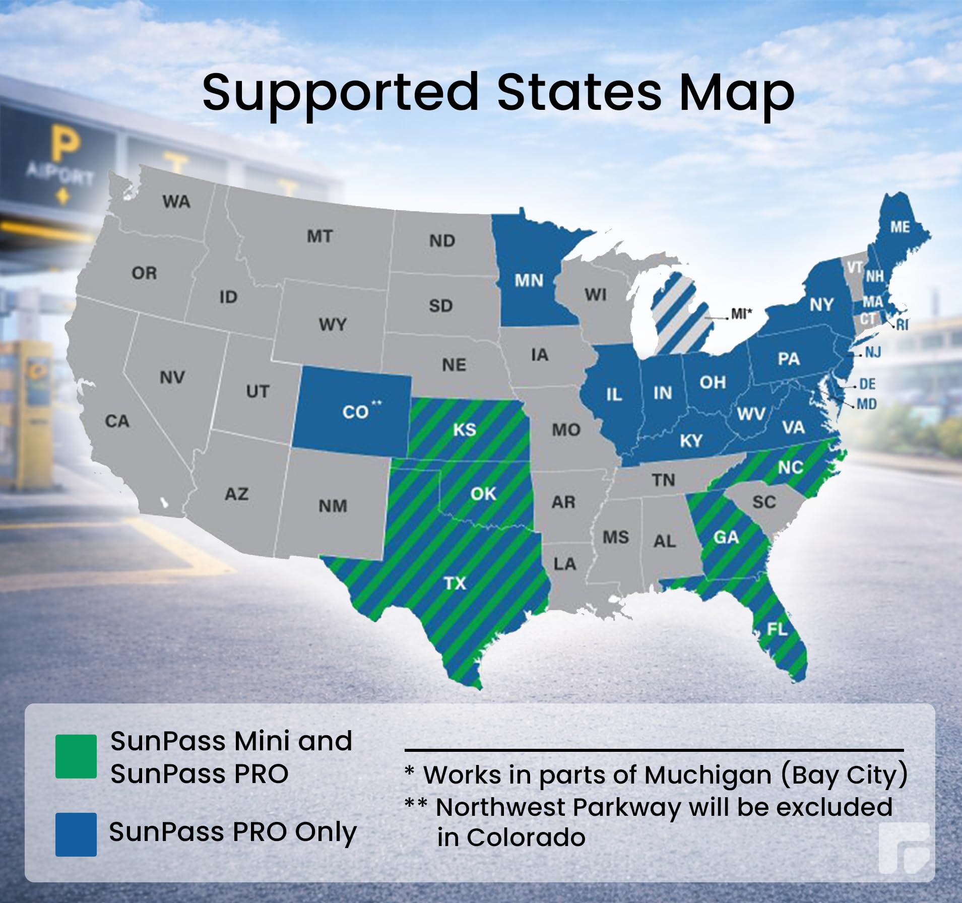 SunPass Pro primer plano del adhesivo para instalación rápida y segura