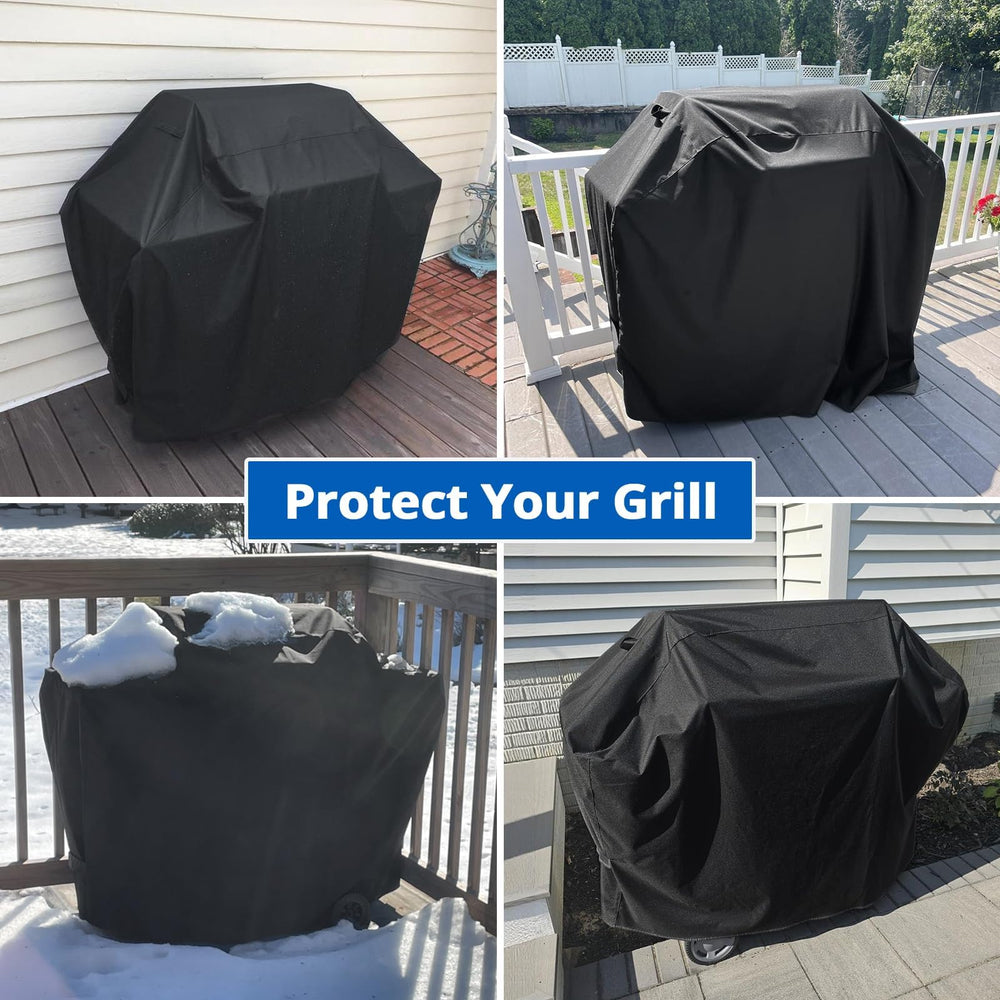 SunPatio cover next to chair for scale showing true 55-inch fit