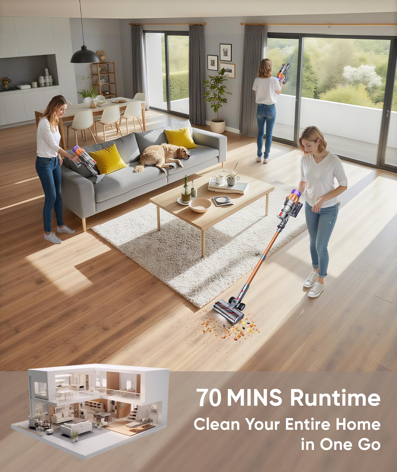 SunSare X7A Pro cepillo 5-series limpiando alfombra y bordes eficientemente