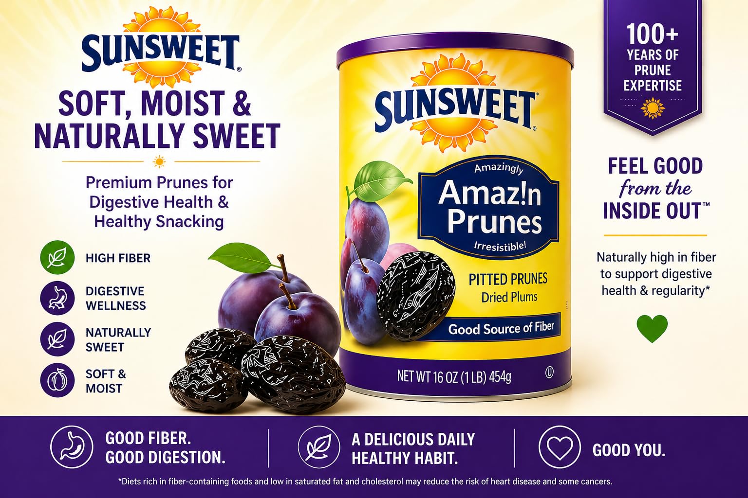 Sunsweet comparación de tamaño en mano para ver porción real