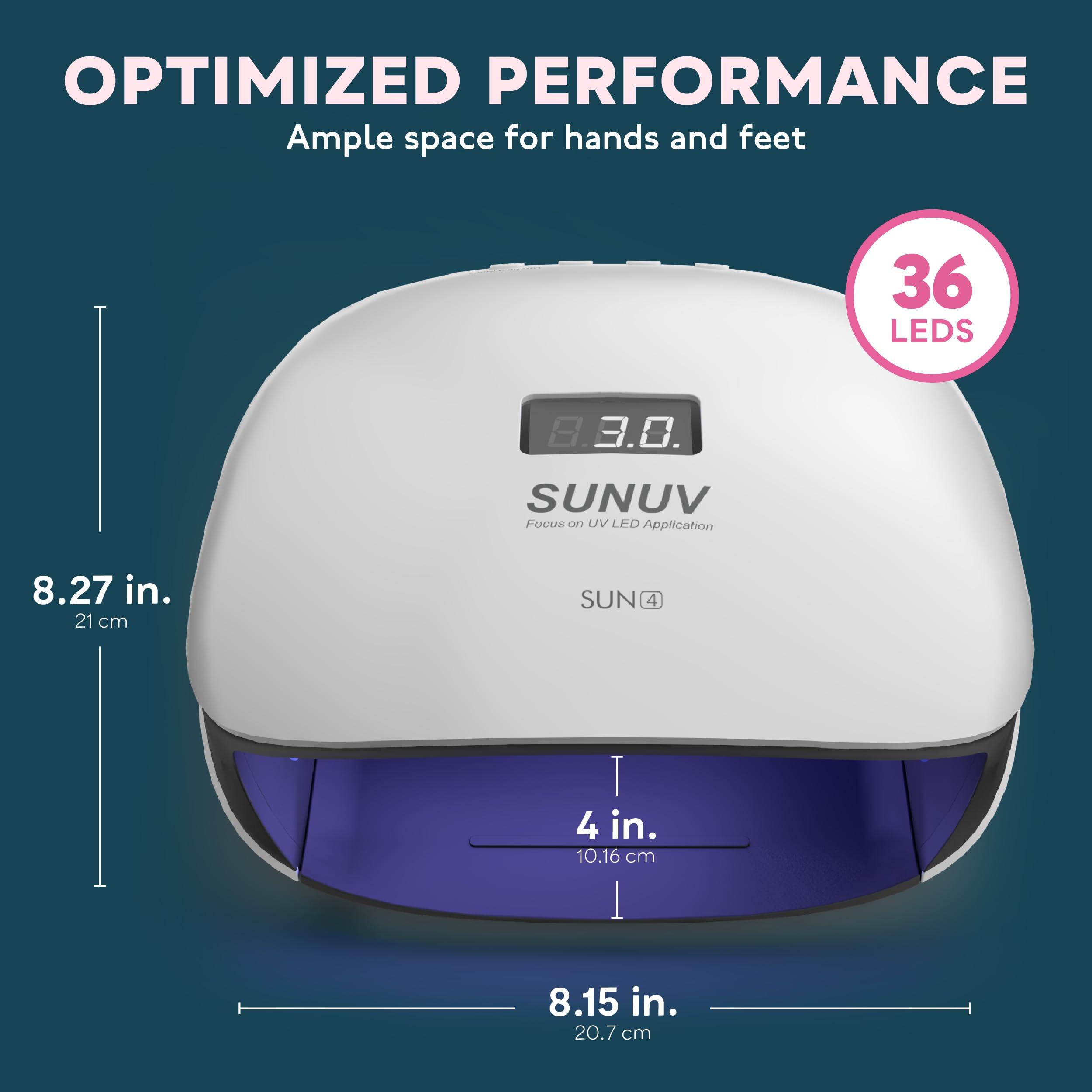 SUNUV SUN4 espacio interior amplio para manos y pedicura cómoda