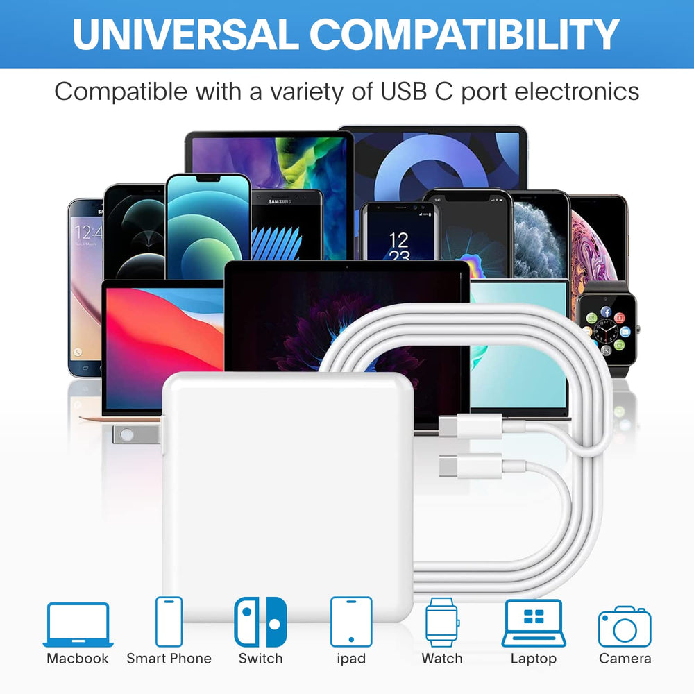 Sunveza cargador conectado a MacBook Pro, carga rápida profesional