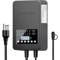 SUNVIE transformer front panel showing buttons and LED indicators for easy control