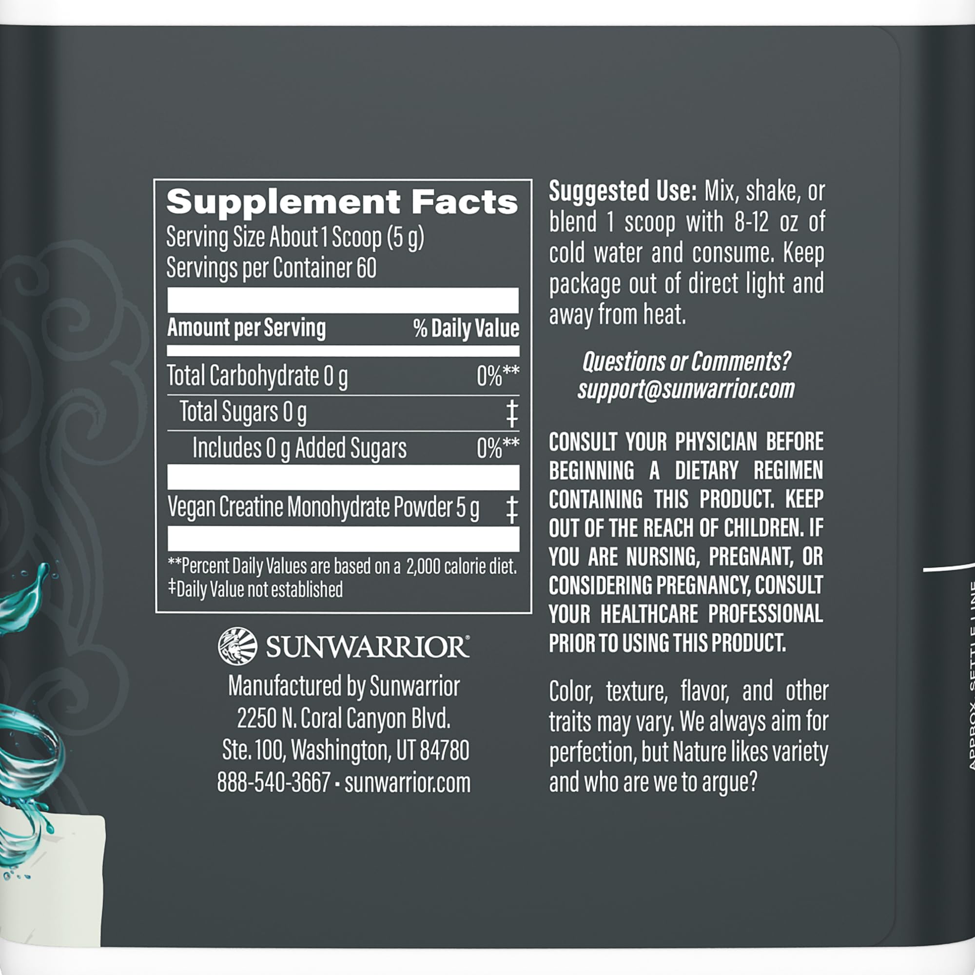 Textura del polvo Sunwarrior creatine micronizada fácil disolución