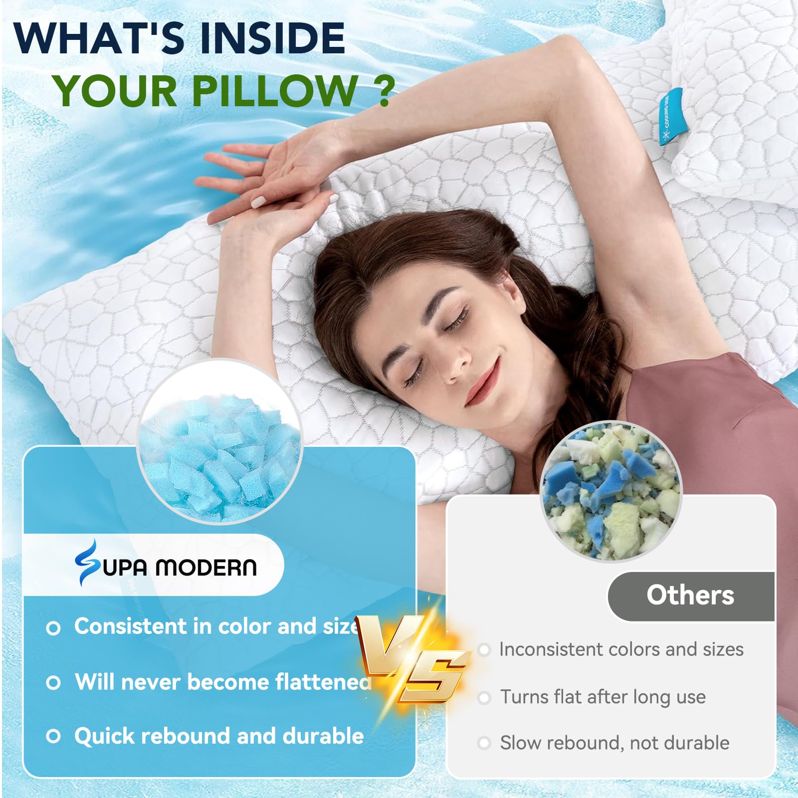 SUPA MODERN almohada en dormitorio luminoso, ambiente fresco para dormir mejor