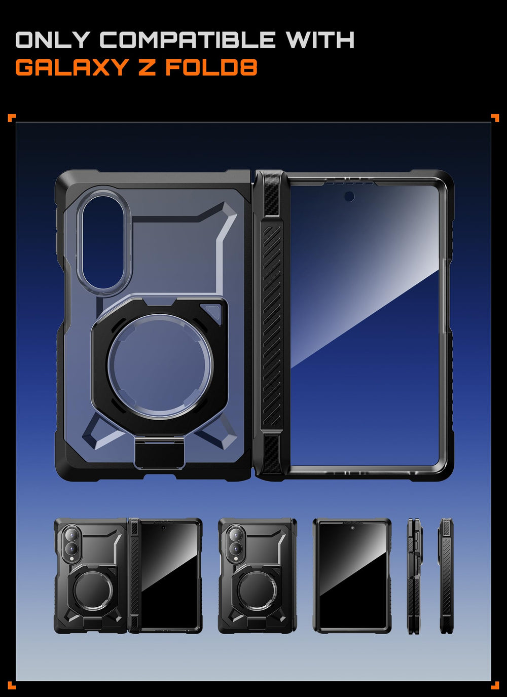 SUPCASE detalle de bisagra reforzada mostrando protección extra