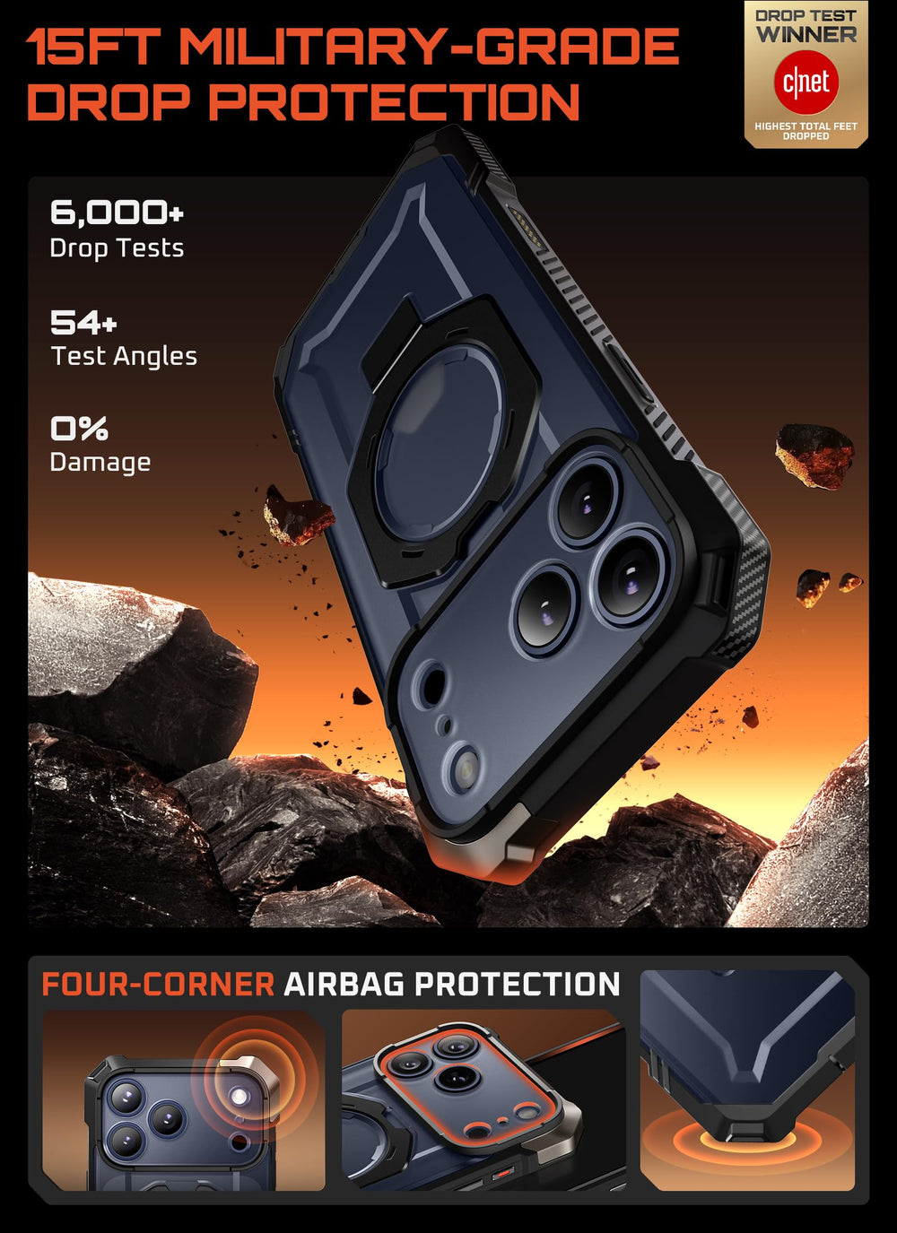 SUPCASE aluminum kickstand extended for hands-free viewing and stability