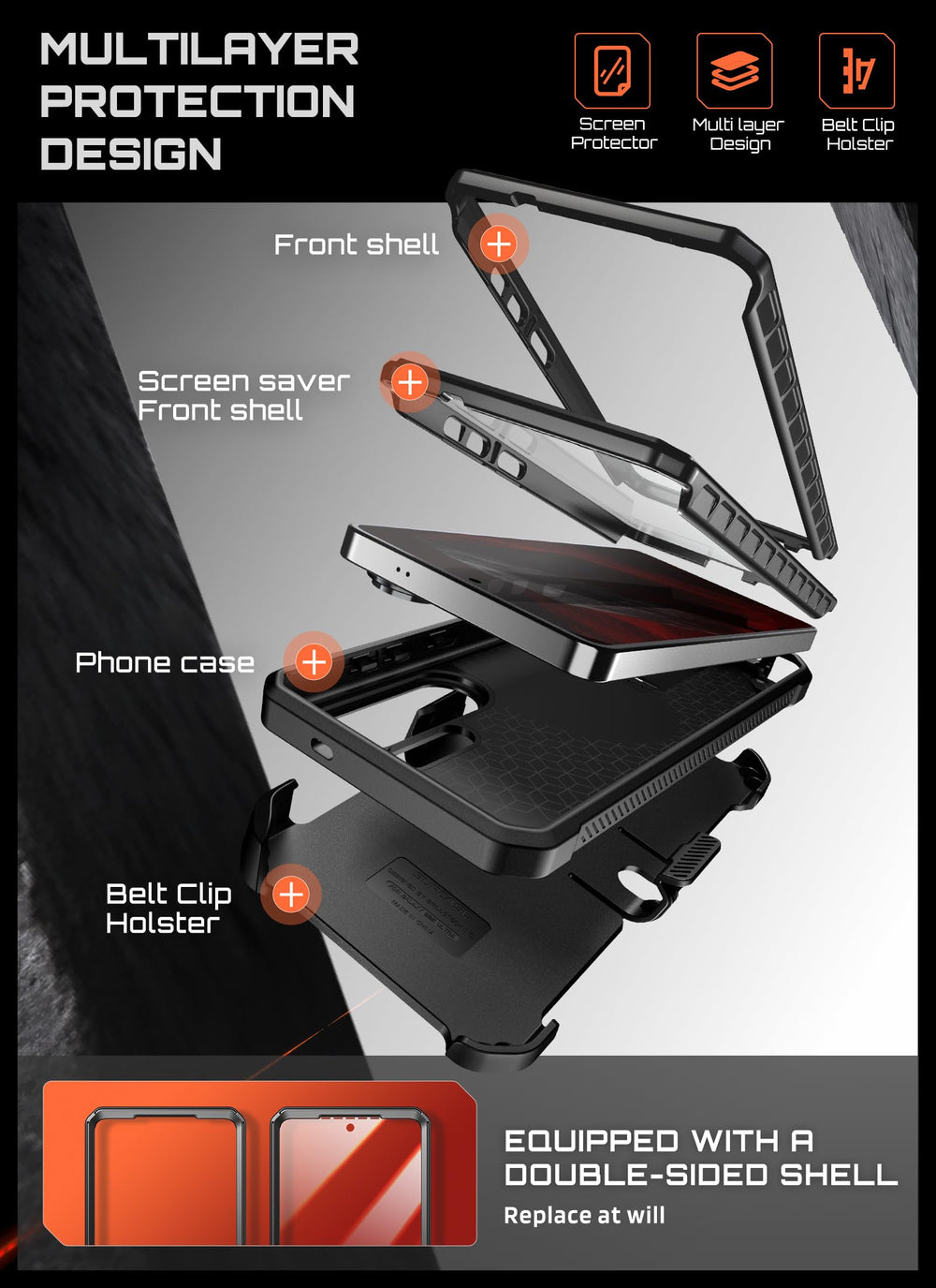 SUPCASE clip rotativo desmontable para llevar en cinturón con comodidad y seguridad