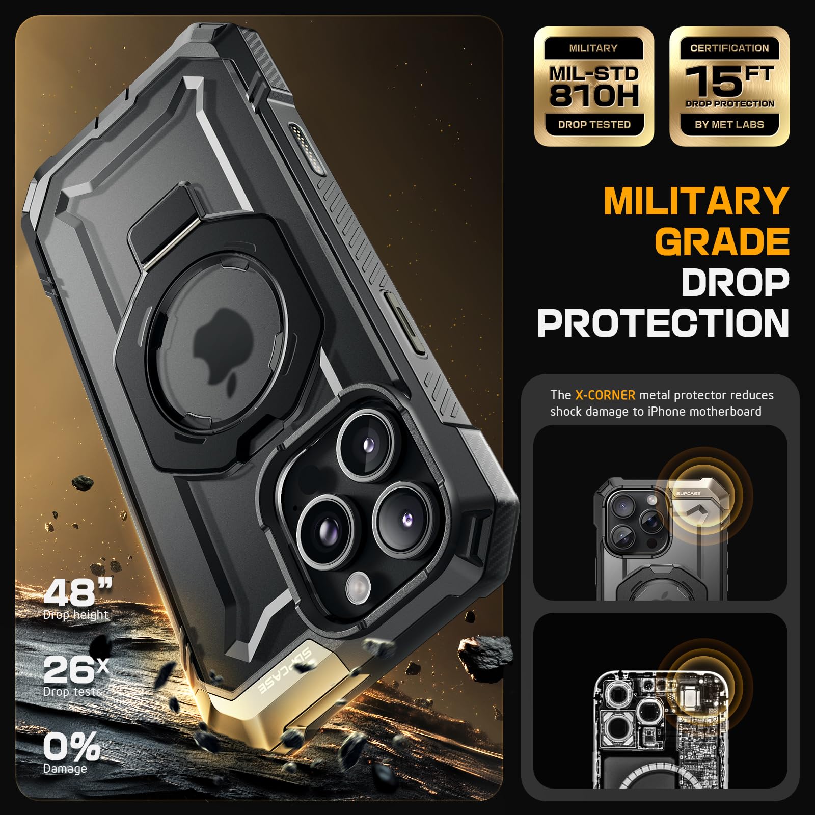 SUPCASE perfil lateral con borde elevado que protege pantalla