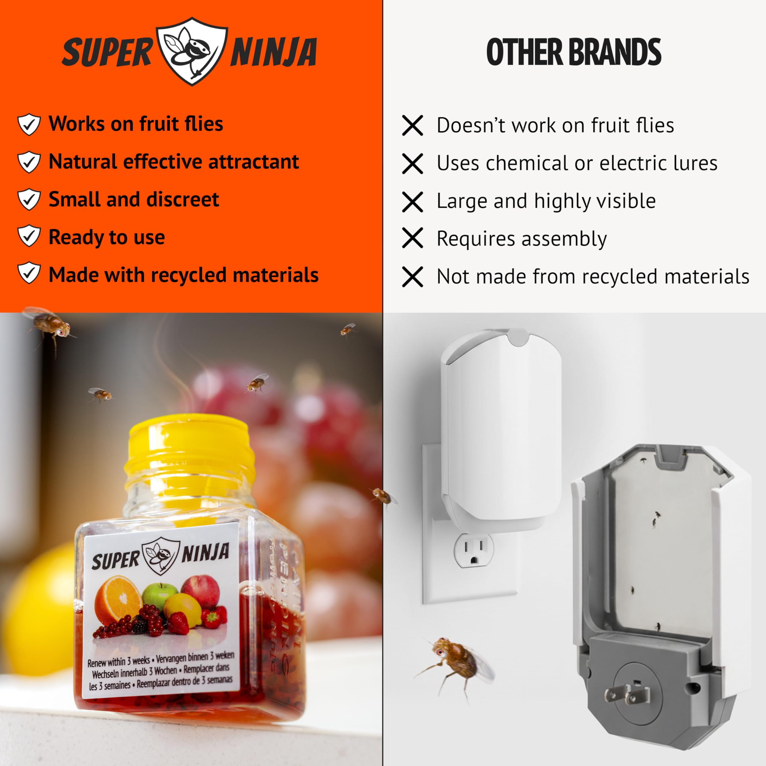 Super Ninja trampa junto al cubo de basura, controla focos de moscas