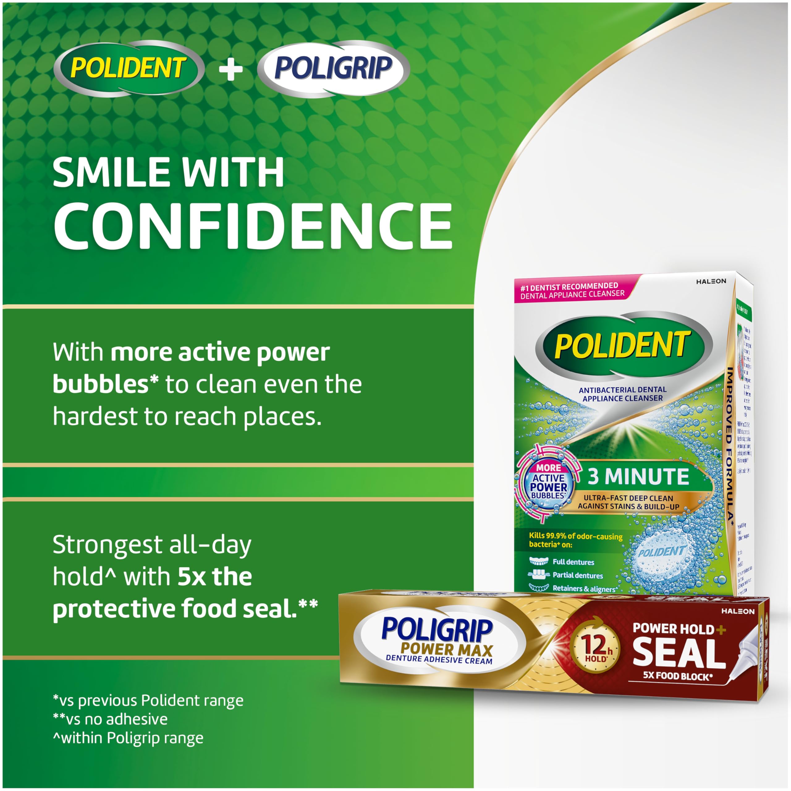 Super Poligrip travel bag ready tube illustrating compact convenience benefit