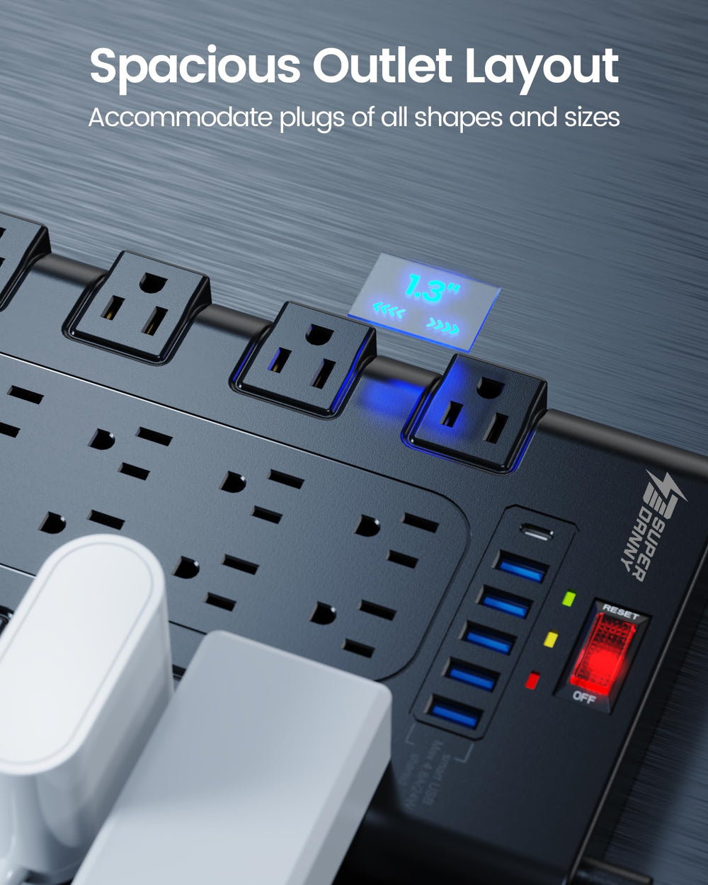 SUPERDANNY puertos USB y AC con carga inteligente para dispositivos móviles rápida