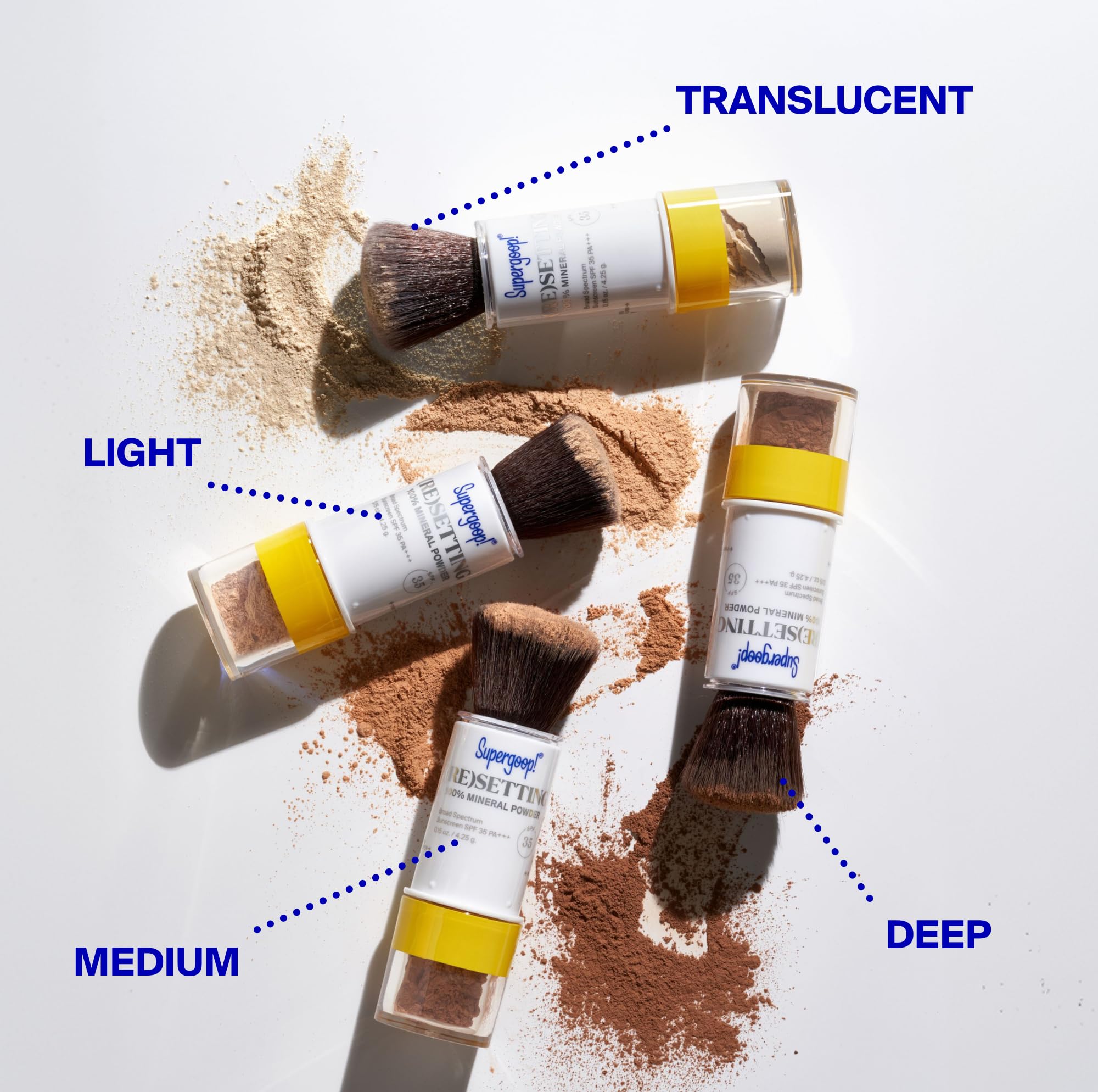 Supergoop! uso exterior en estilo de vida para protección solar sobre maquillaje