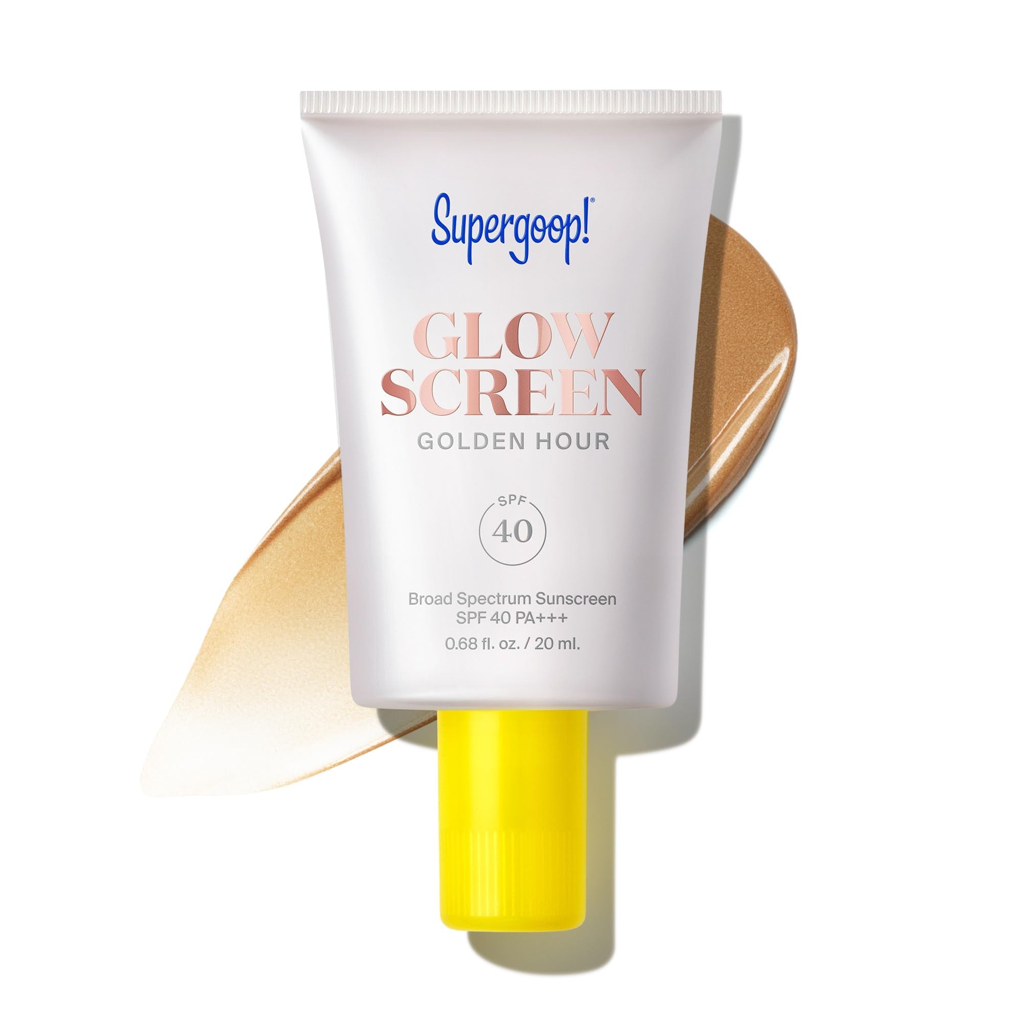 Supergoop! frasco frontal mostrando SPF 40 y acabado luminoso