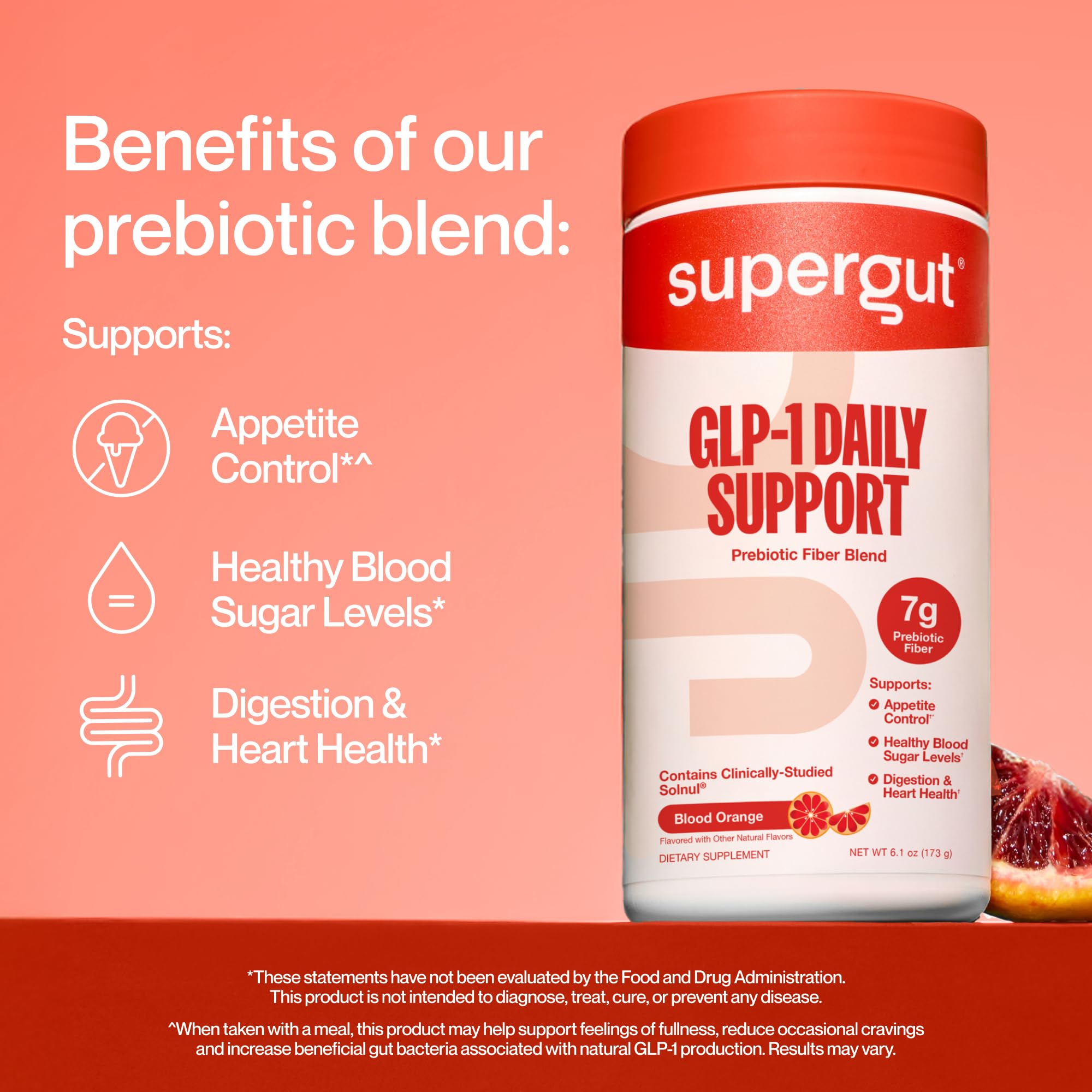 Supergut detalles de la lista de ingredientes naturales y prebióticos