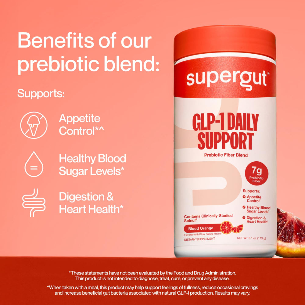 Supergut detalles de la lista de ingredientes naturales y prebióticos