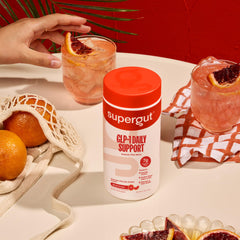 Supergut etiqueta nutricional detallada mostrando 7g fibra por porción