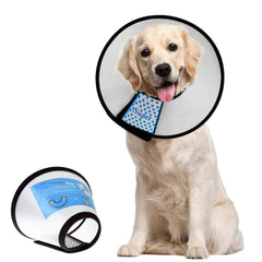Supet vista frontal del collar cono mostrando su forma protectora y facilidad de uso
