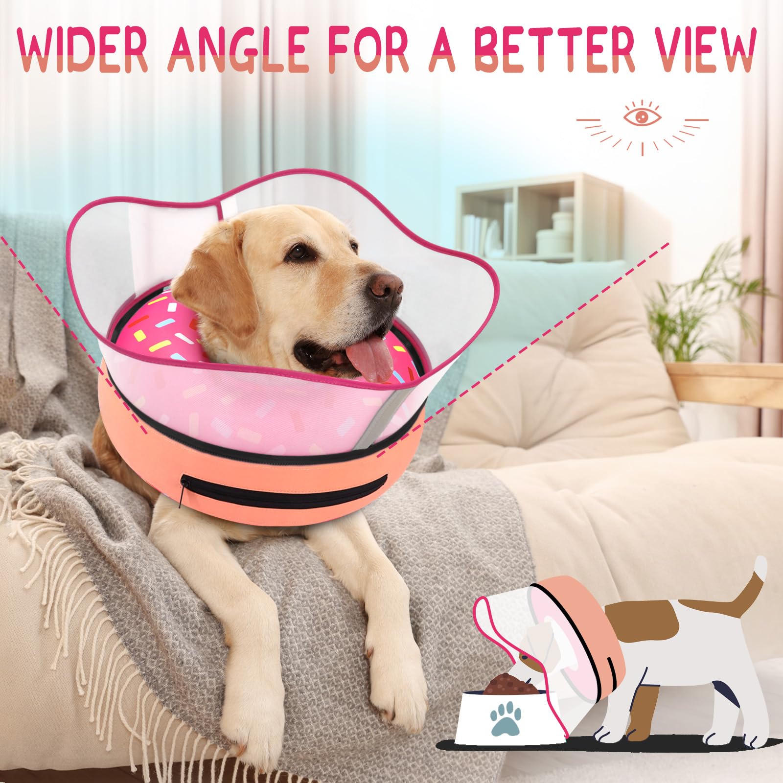 Supet collar inflable usado por perro pequeño para descanso seguro