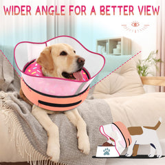 Supet collar inflable usado por perro pequeño para descanso seguro