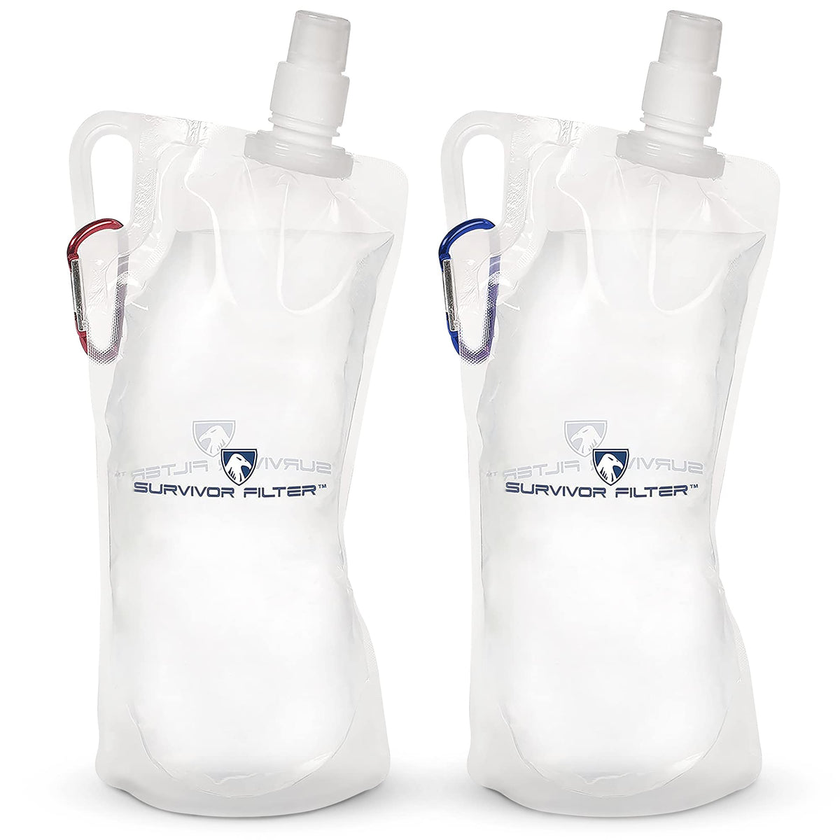 Survivor Filter frontal pack de dos botellas, almacenamiento compacto y visible