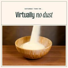 Sustainably Yours firm clump in scoop demonstrating easy-scoop benefit
