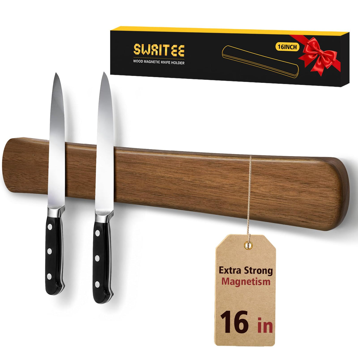 Swaitee vista frontal de la barra magnética sosteniendo cuchillos, ahorro de espacio