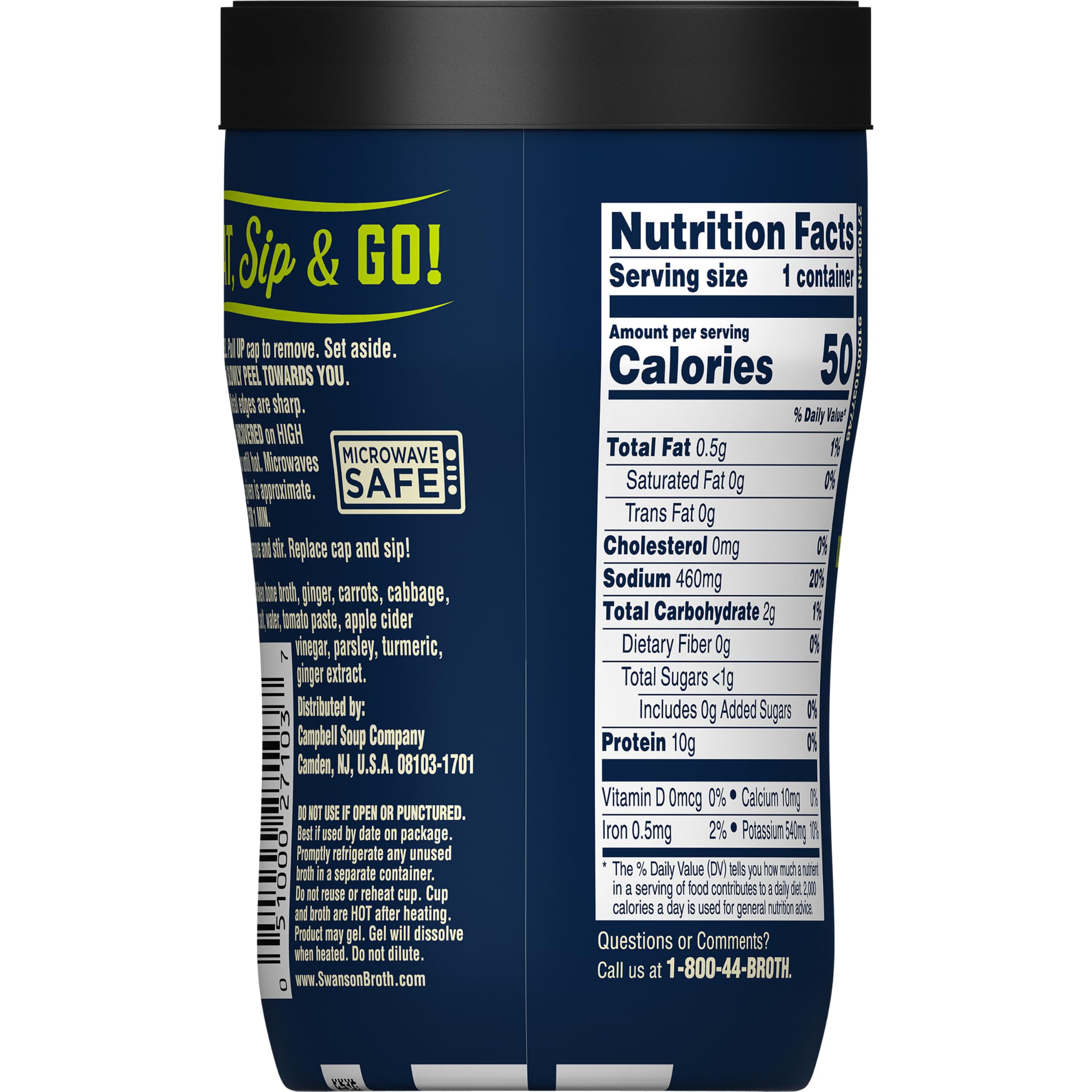 SWANSON S etiqueta nutricional legible con información de calorías y proteína