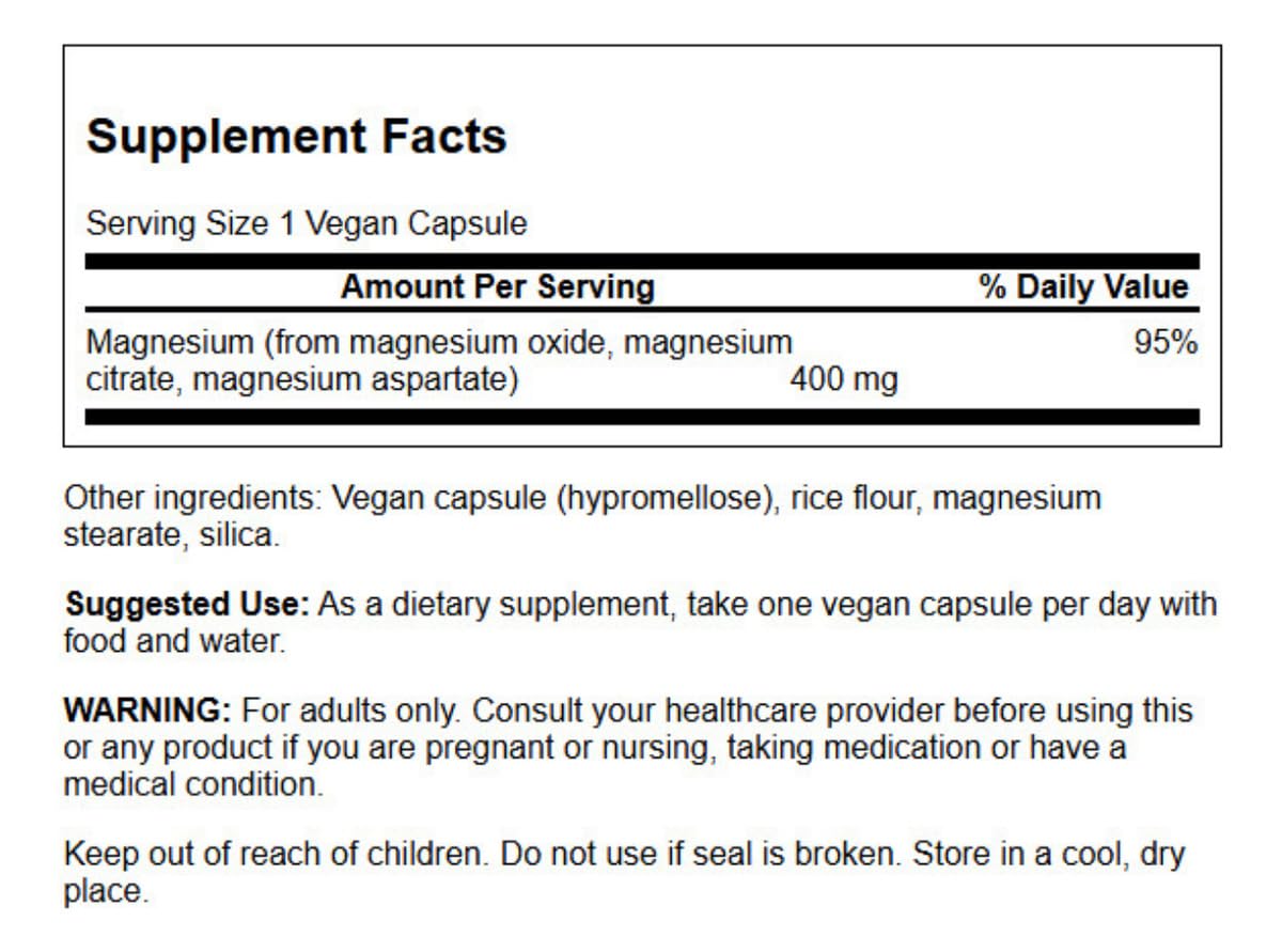 Pile of vegan capsules from Swanson Triple Magnesium Complex emphasizing easy dosing