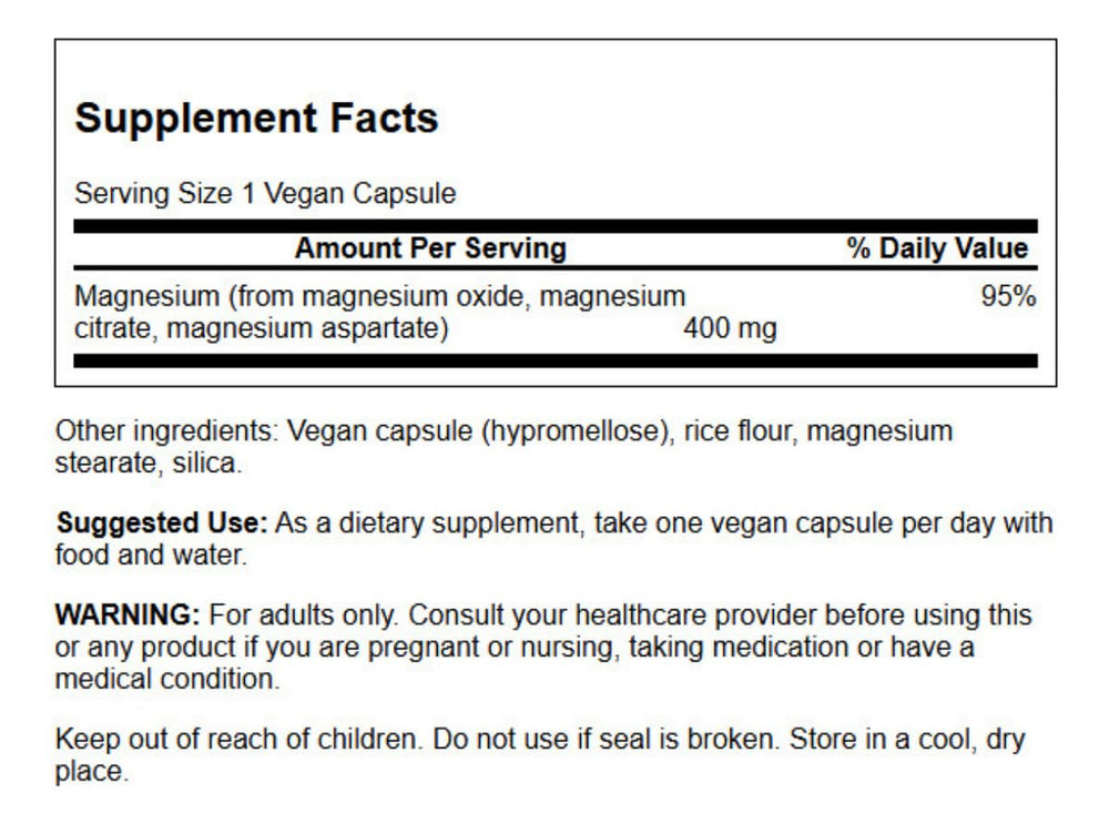 Pile of vegan capsules from Swanson Triple Magnesium Complex emphasizing easy dosing