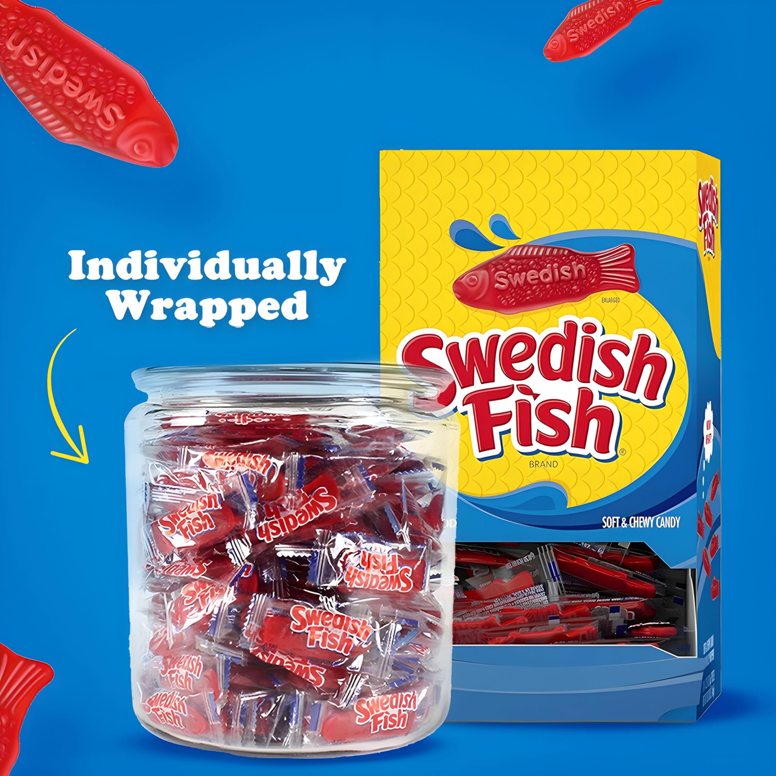 Swedish Fish comparación de tamaño con una mano para referencia visual