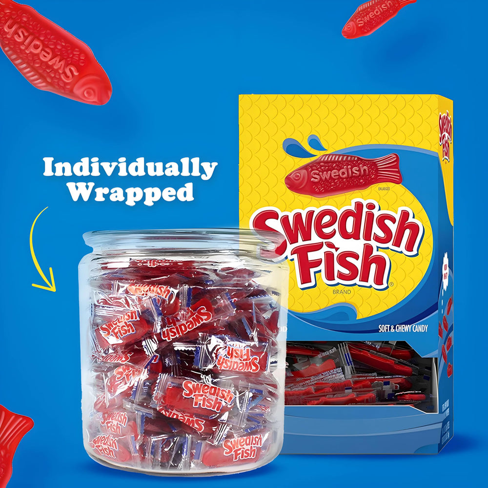 Swedish Fish comparación de tamaño con una mano para referencia visual