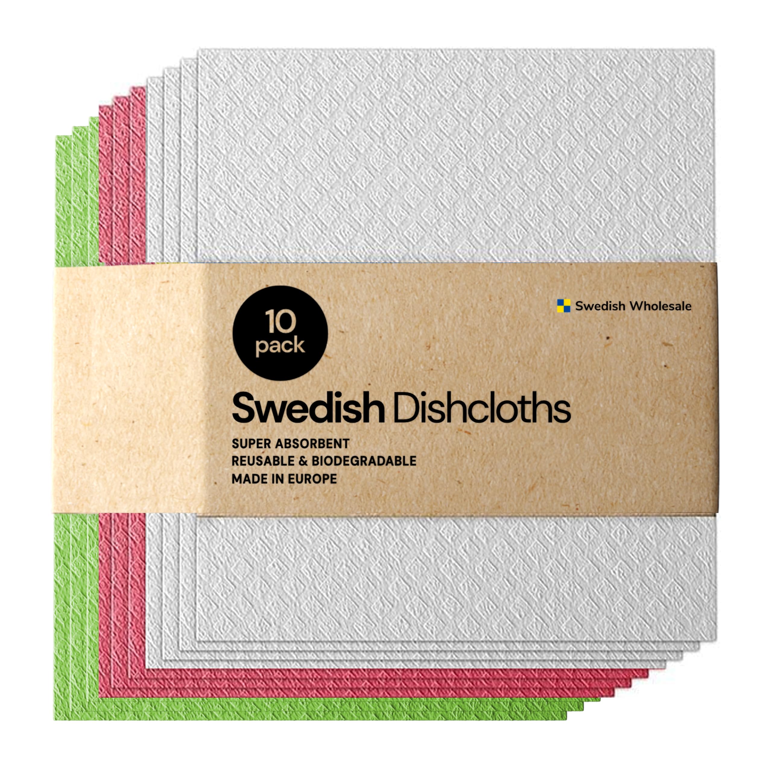 Swedish Wholesale paquete frontal mostrando diez paños, ahorro y reutilización
