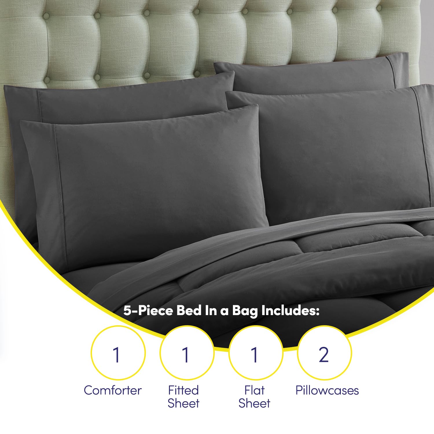 Sweet Home Collection cama ambientada en dormitorio, estilo neutro y fácil de combinar
