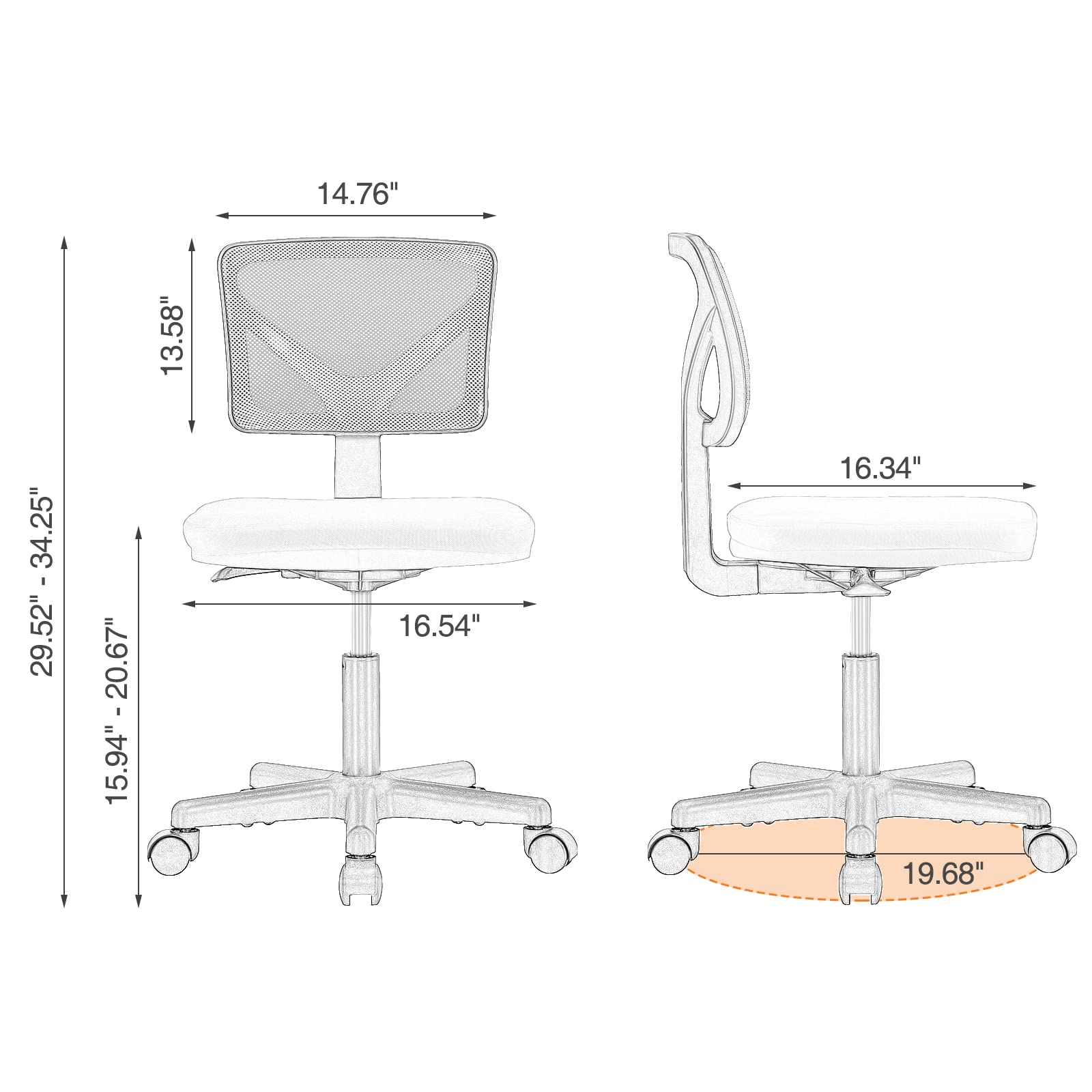 Sweetcrispy perfil lateral que muestra la ergonomía y ajuste de altura sencillo