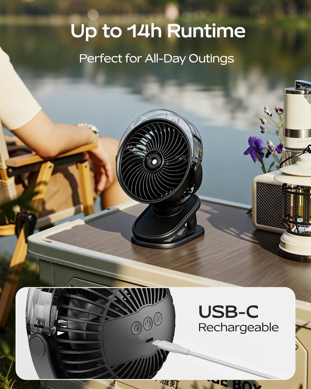 SWEETFULL ventilador sujeto al cochecito enfriando al bebé en exteriores