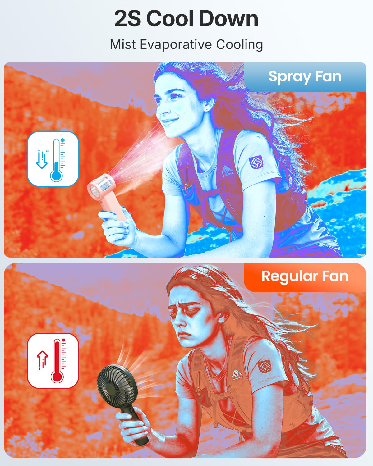 SWEETFULL ventilador en uso en la playa brindando frescor instantáneo al usuario