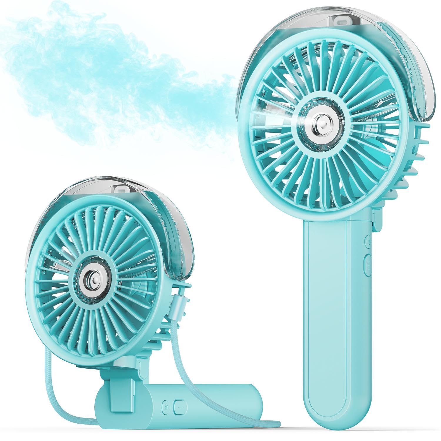 SWEETFULL vista frontal del ventilador portátil con diseño compacto y botones accesibles