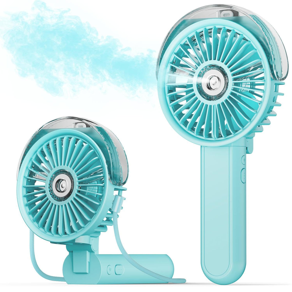 SWEETFULL vista frontal del ventilador portátil con diseño compacto y botones accesibles