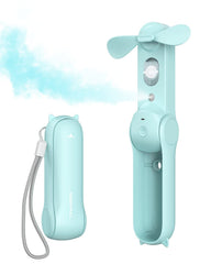 SWEETFULL vista frontal del ventilador azul con niebla, refresco instantáneo