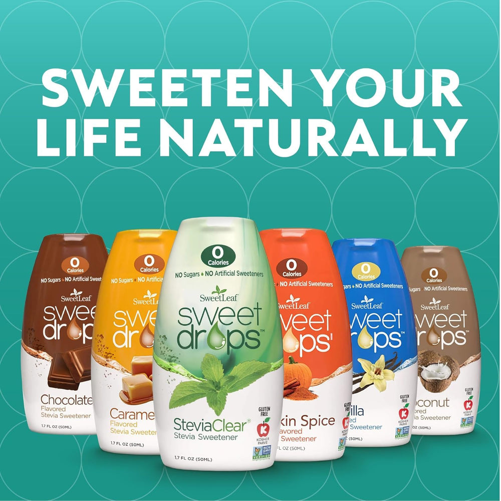 SweetLeaf gota de caramelo en café resaltando sabor natural y mezcla rápida
