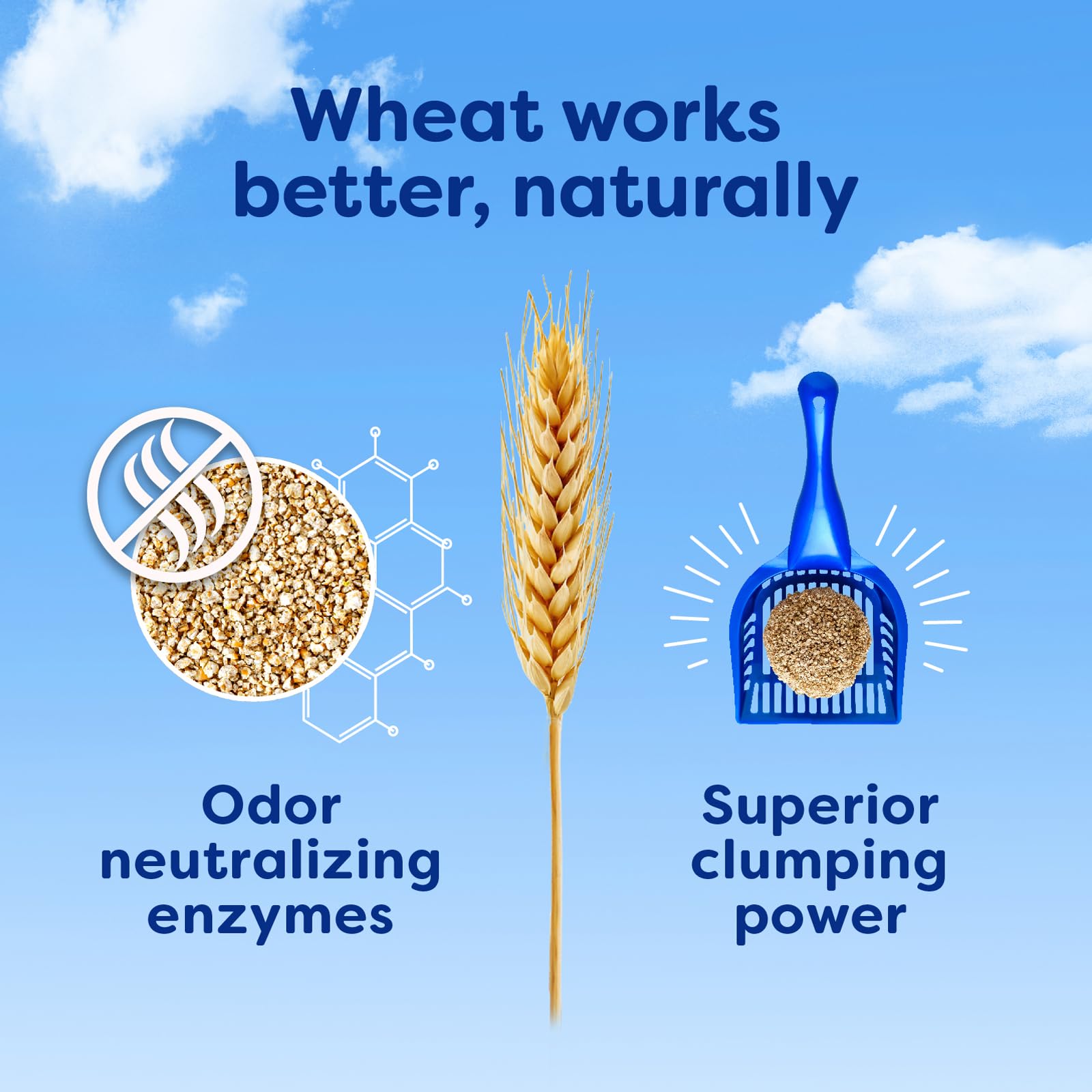 sWheat Scoop en bandeja usada por un gato, beneficio: apariencia natural y confort