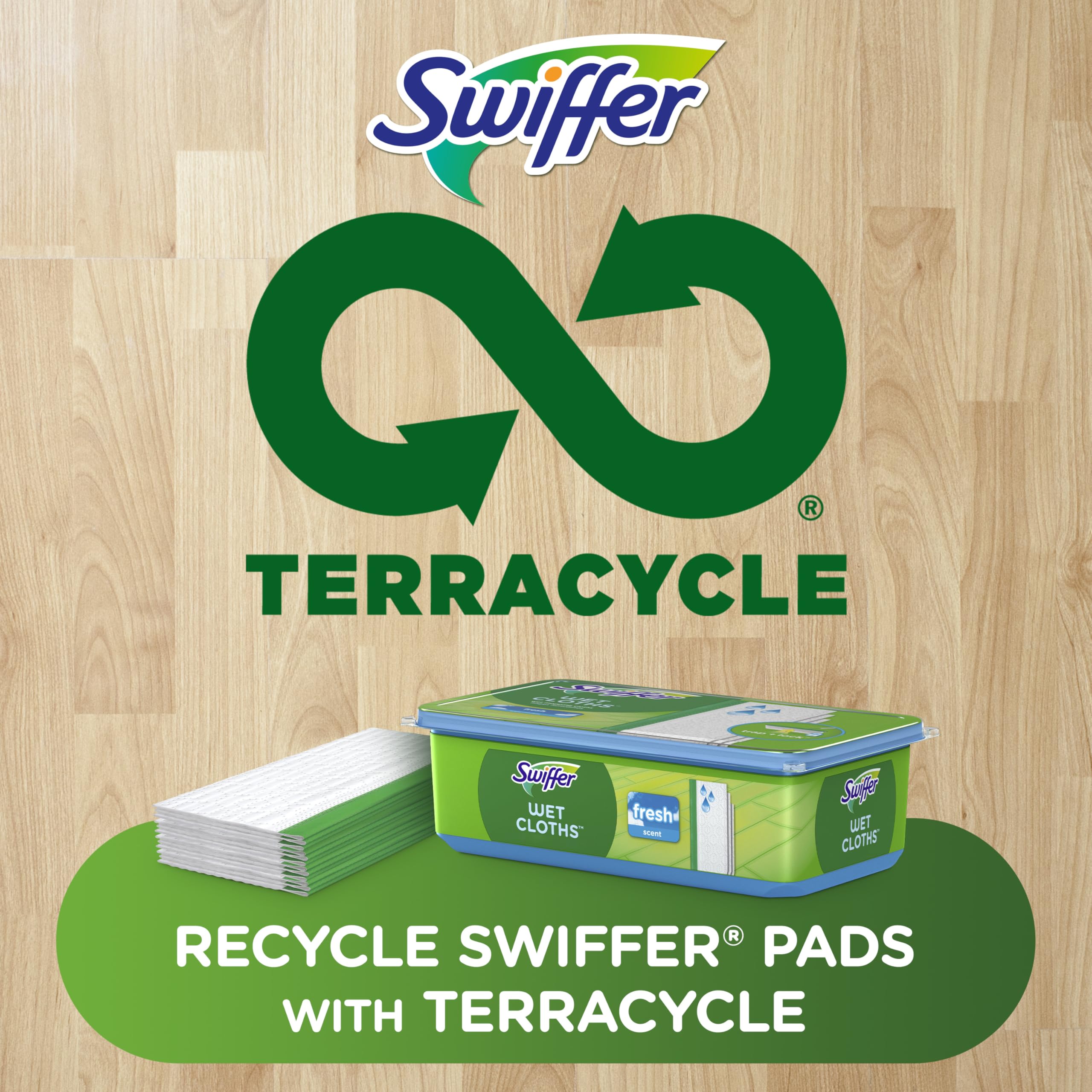 Swiffer caja abierta con paños organizados listos para reemplazar al soporte