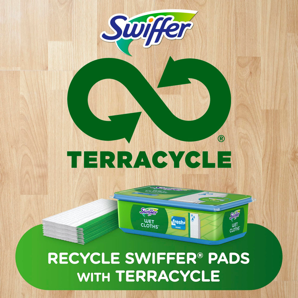 Swiffer caja abierta con paños organizados listos para reemplazar al soporte