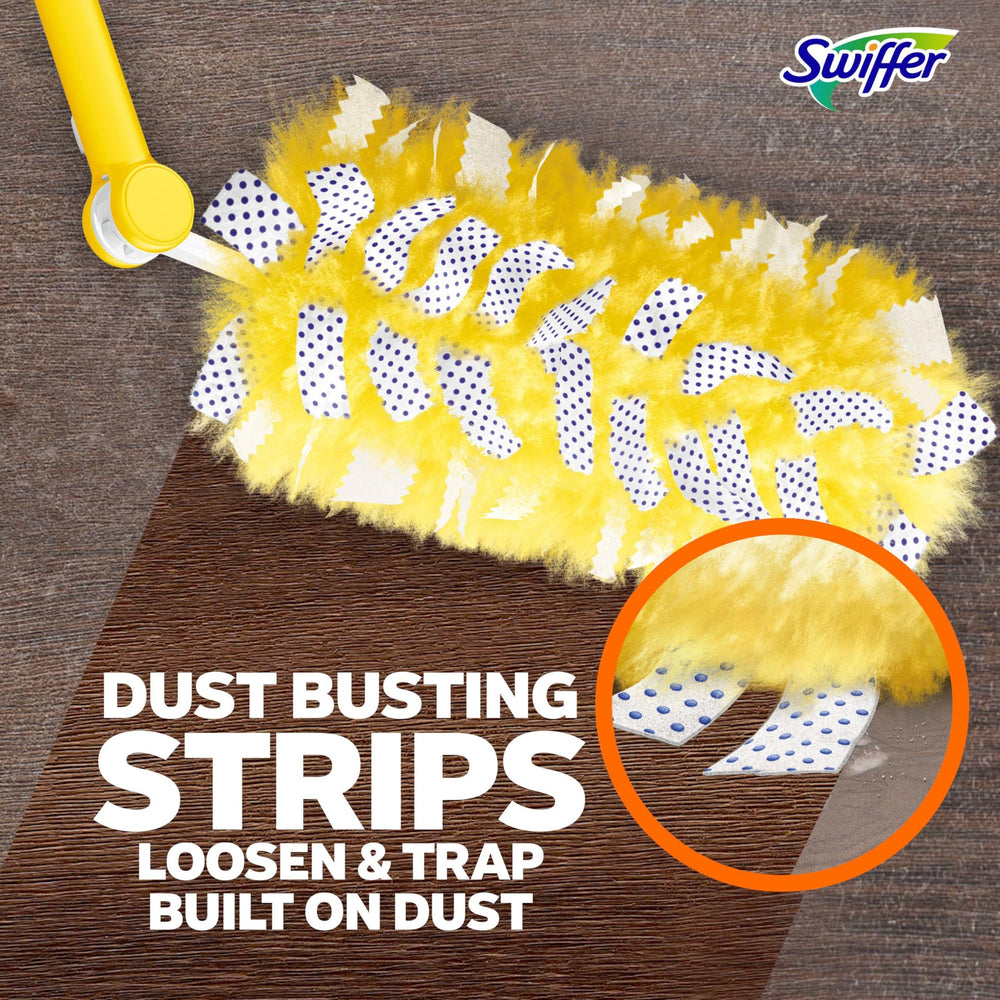 Swiffer comparación de escala con mano para mostrar longitud y maniobrabilidad
