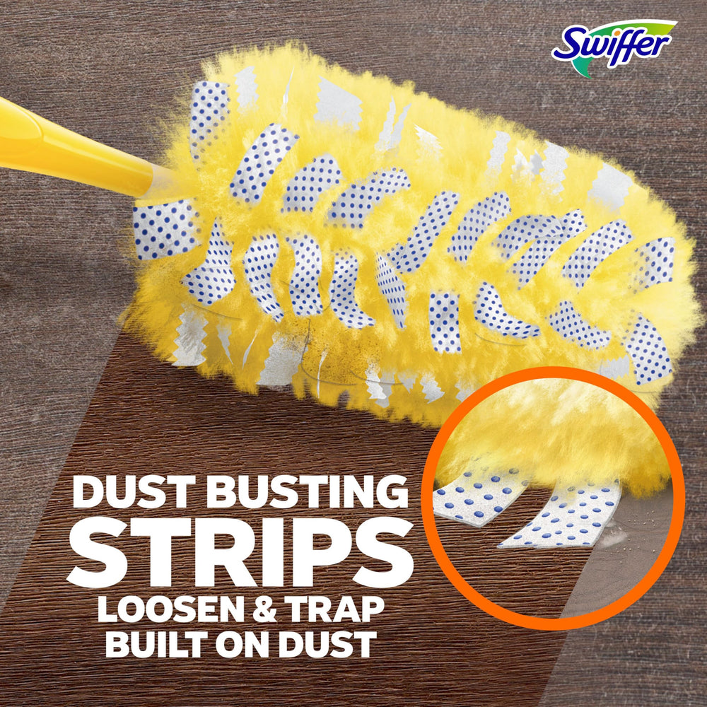 Swiffer junto a una mano para comparar tamaño y control en uso