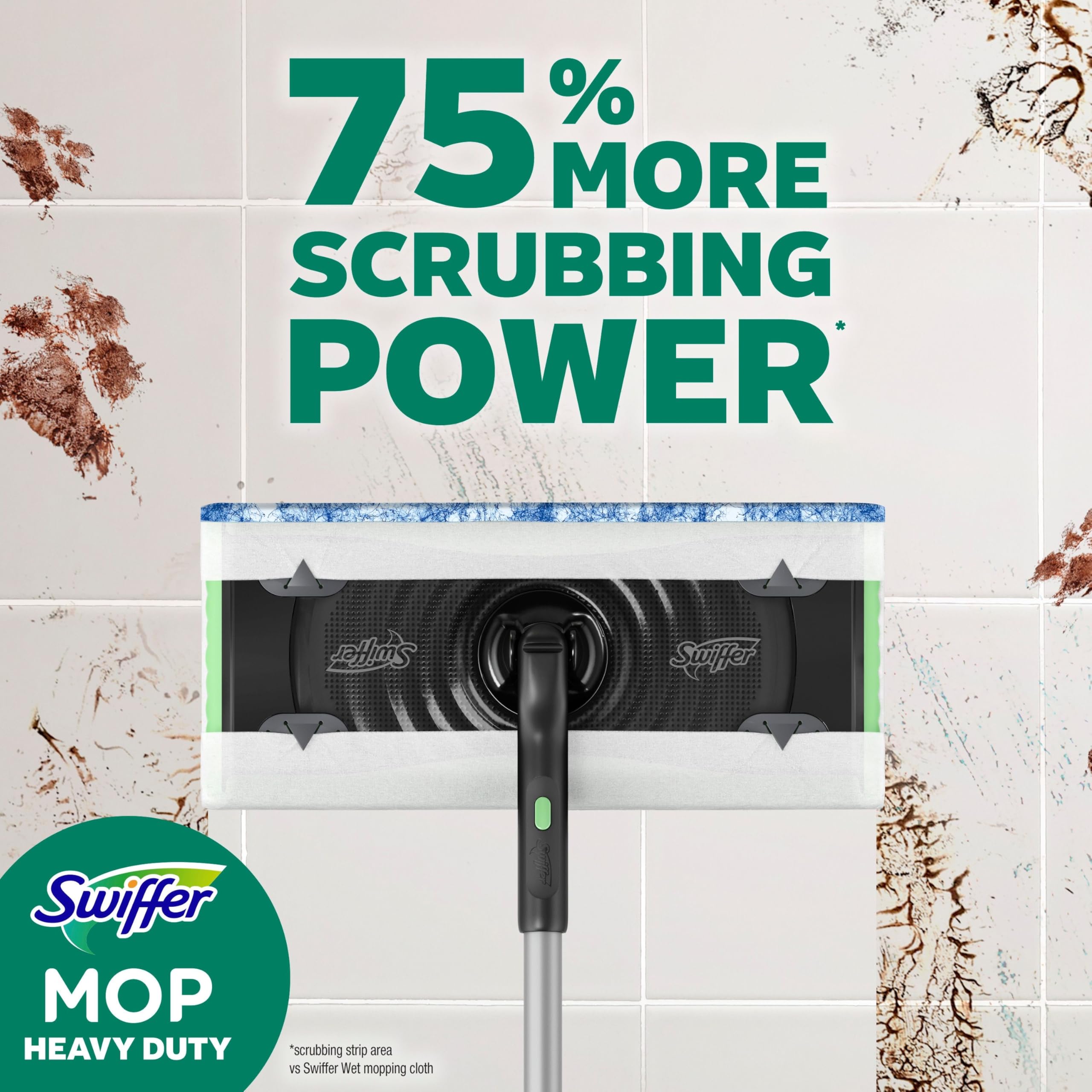 Swiffer colocado en mopa listo para uso, facilita limpiezas sin balde ni enjuague